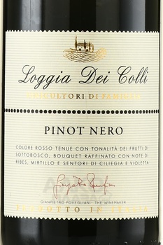 Pinot Nero Loggia dei Colli - вино Пино Неро Лоджа дей Колли 2021 год 0.75 л красное сухое