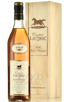 Lautrec Grande Champagne VSOP in wooden box - коньяк Лотрек Гранд Шампань ВСОП 0.7 л в д/у