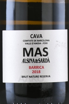 Alsina & Sarda Cava Mas Brut Nature Reserva - игристое вино Альсина и Сарда Кава Мас Брют Натюр Резерва 2018 год 0.75 л белое экстра брют