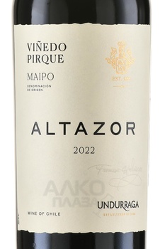 Undurraga Altazor - вино Ундуррага Алтазор 2022 год 0.75 л красное сухое в п/у