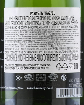 Razi’el Extra Brut - вино игристое Разиэль 0.75 л белое экстра брют в п/у