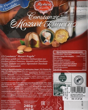 Шоколадные конфеты Ребер Моцарт Кугельн 240 г