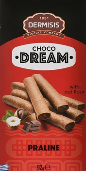 Трубочки вафельные Дермисис Чоко Дрим с шоколадно-ореховой начинкой 92 гр