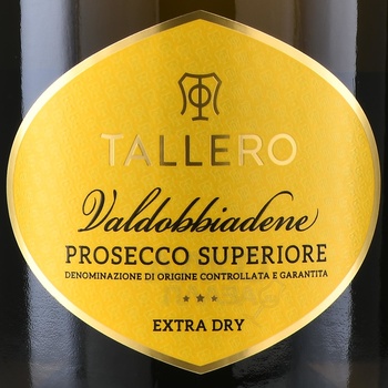 Tallero Prosecco Valdobbiadene Superiore - вино игристое Таллеро Просекко Супериор Вальдоббьядене 0.75 л белое экстра драй