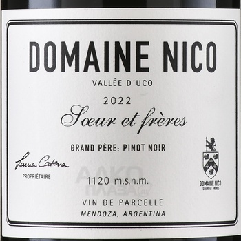 Domaine Nico Grand Pere Pinot Noir - вино Домен Нико Гран Пэр Пино Нуар 0.75 л красное сухое