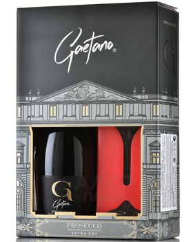 Gaetano Prosecco Extra Dry - вино игристое Гаэтано Просекко Экстра Драй 0.75 л белое экстра драй в п/у + 1 бокал