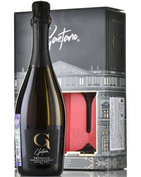 Gaetano Prosecco Extra Dry - вино игристое Гаэтано Просекко Экстра Драй 0.75 л белое экстра драй в п/у + 1 бокал