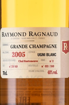 Raymond Ragnaud Grand Champagne 1-Cru Millesime 2005 - коньяк Реймонд Раньо Гранд Шампань Премье Крю Миллезиме 2005 года 0.7 л в п/у