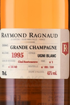 Raymond Ragnaud Grand Champagne 1-Cru Millesime 1995 - коньяк Реймонд Раньо Гранд Шампань Премье Крю Миллезиме 1995 года 0.7 л в п/у