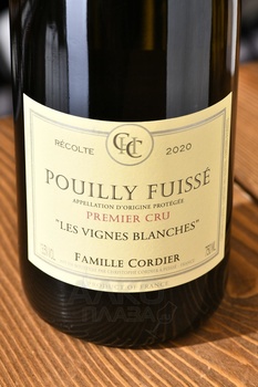Famille Cordier Premier Cru Les Vignes Blanches Pouilly Fuisse - вино Фамий Кордье Премье Крю Ле Винь Бланш Пуйи Фюиссе 0.75 л белое сухое