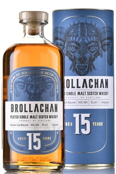 Броллахан Peated Aged 15 Years - виски Броллахан Питед 15 лет 0.7 л в тубе