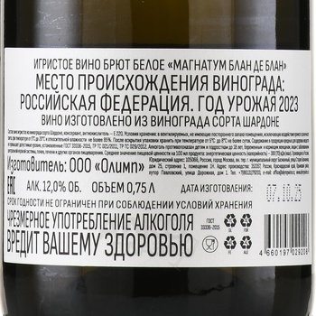 Magnatum - вино игристое Магнатум 0.75 л белое брют
