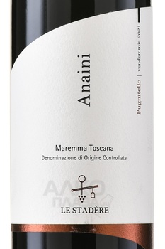 Le Stadere Anaini Pugnitello Maremma Toscana - вино Ле Стадэре Анаини Маремма Тоскана Пуньителло 0.75 л красное сухое