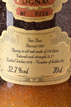 Prunier Fins Bois Vintage 1974 - коньяк Прунье Фэн Буа Винтаж 1974 год 0.7 л в д/у