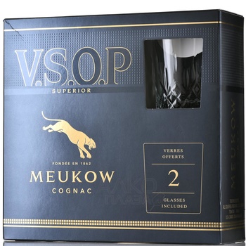 Meukow VSOP Superior - коньяк Меуков ВСОП Супериор 0.7 л в п/у +2 бокала
