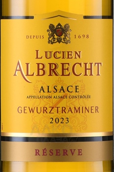 Lucien Albrecht Gewurztraminer Reserve Alsace AOC - вино Люсьен Альбрешт Гевюрцтраминер Резерв Эльзас 0.75 л белое полусухое
