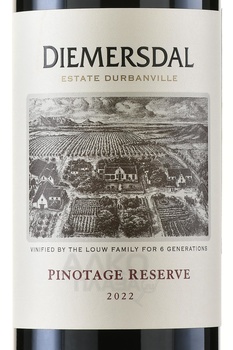 Diemersdal Pinotage Reserve - вино Димерсдал Пинотаж Резерв 0.75 л красное сухое