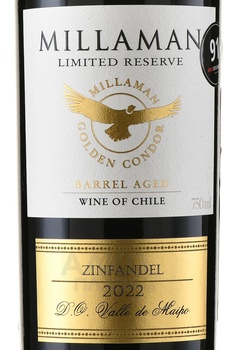 Millaman Limited Reserve Zimfandel - вино Милламан Лимитед Резерв Зинфандель 2018 год 0.75 л красное сухое
