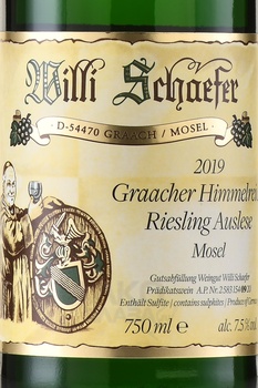 Willi Schaefer Graacher Himmelreich Riesling Auslese #9 - вино Вилли Шефер Граахер Химмельрайх Рислинг Ауслезе #09 0.75 л белое сладкое