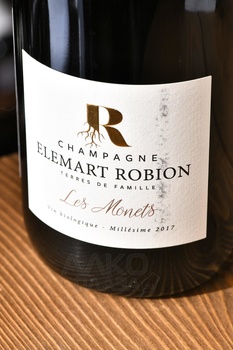 Champagne Elemart Robion Les Monets AOC - шампанское Шампань Элемар Робьон Ле Моне АОС 0.75 л белое экстра брют