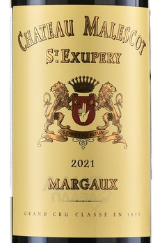 Chateau Malescot Saint Exupery Grand Cru Classe Margaux AOC - вино Шато Малеско Сент Экзюпери Гран Крю Классе Марго 2021 год 0.75 л красное сухое