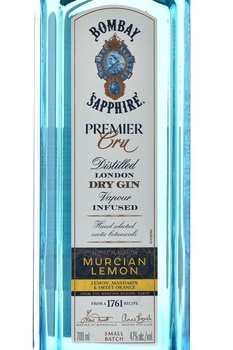 Bombay Sapphire Premier Cru Murcian Lemon - джин Бомбей Сапфир Премье Крю Мерсиан Лемон 0.7 л