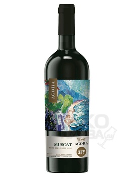 Вино Агора Мускат 0.75 л белое полусладкое