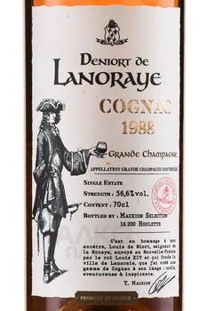 Deniort de Lanoraye Grande Champagne 1988 - коньяк Деньор де Ланорэ Гранд Шампань 1988 год 0.7 л в д/у