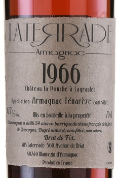 Laterrade Armagnac Tenareze Brut de Fut - арманьяк Латеррад Тенарез Брют де Фют 1966 год 0.7 л