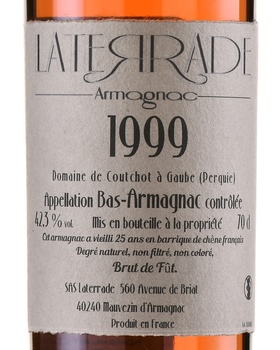 Laterrade Bas Armagnac Brut de Fut 1999 - арманьяк Латеррад Ба-Арманьяк Брют де Фут 1999 год 0.7 л