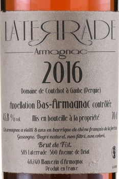 Laterrade Bas Armagnac Brut de Fut 2016 - арманьяк Латеррад Ба-Арманьяк Брют де Фут 2016 год 0.7 л