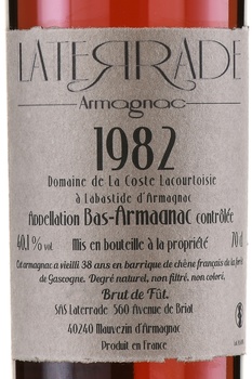 Laterrade Bas Armagnac Brut de Fut 1982 - арманьяк Латеррад Ба-Арманьяк Брют де Фут 1982 год 0.7 л