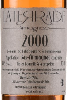 Laterrade Bas Armagnac Brut de Fut 2000 - арманьяк Латеррад Ба-Арманьяк Брют де Фут 2000 год 0.7 л