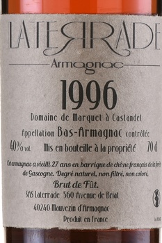 Laterrade Bas Armagnac Brut de Fut 1996 - арманьяк Латеррад Ба-Арманьяк Брют де Фут 1996 год 0.7 л