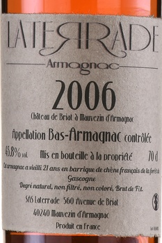 Laterrade Bas Armagnac Brut de Fut 2006 - арманьяк Латеррад Ба-Арманьяк Брют де Фут 2006 год 0.7 л