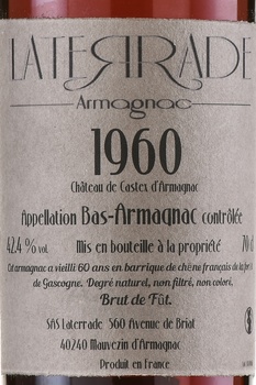 Laterrade Bas Armagnac Brut de Fut 1960 - арманьяк Латеррад Ба-Арманьяк Брют де Фут 1960 год 0.7 л
