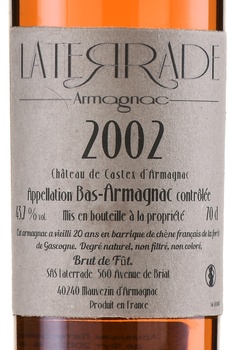 Laterrade Bas Armagnac Brut de Fut 2002 - арманьяк Латеррад Ба-Арманьяк Брют де Фут 2002 год 0.7 л