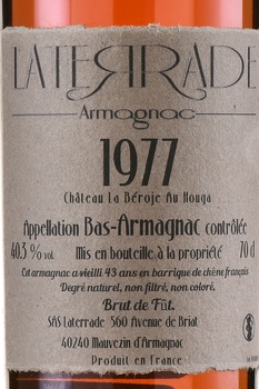 Laterrade Bas Armagnac Brut de Fut 1977 - арманьяк Латеррад Ба-Арманьяк Брют де Фут 1977 год 0.7 л