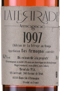 Laterrade Bas Armagnac Brut de Fut 1997 - арманьяк Латеррад Ба-Арманьяк Брют де Фут 1997 год 0.7 л