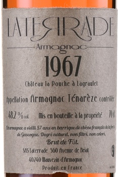 Laterrade Bas Armagnac Brut de Fut 1967 - арманьяк Латеррад Ба-Арманьяк Брют де Фут 1967 год 0.7 л