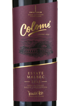 Colome Estate Malbec - вино Коломе Истейт Мальбек 0.75 л красное сухое