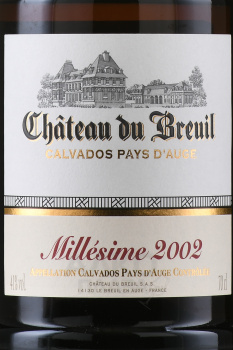 Chateau du Breuil Millesime Pays d’Auge 2002 - кальвадос Шато дю Брёй Миллезим Пэи д’Ож 2002 год 0.7 л в п/у