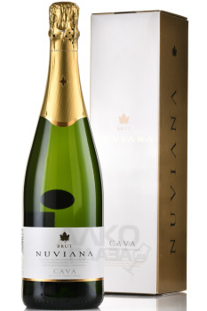 Nuviana Brut Cava - игристое вино Кава Нувиана Брют 0.75 л белое брют в п/у