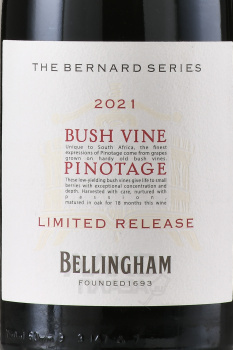 Bellingham The Bernard Series Bush Vine Pinotage - вино Беллингем Бернард Сириез Буш Вайн Пинотаж 0.75 л