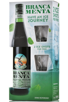 Branca Menta - ликер Бранка Мента 0.7 л в п/у + 2 рюмки
