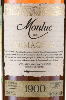 Monluc Armagnac 1900 - арманьяк Монлюк 1900 года 0.7 л в д/у