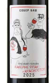 Вино Трезвая голова Каберне Фран+Красностоп 0.75 л красное сухое