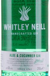 Whitley Neill Aloe & Cucumber - джин Уитли Нейл Алоэ и Огурец 0.2 л