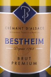 Cremant d’Alsace Bestheim Brut Premium - вино игристое Креман д’Эльзас Бестхайм Брют Премиум 0.75 л белое брют в п/у