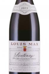 вино Louis Max Santenay Premier Cru Clos Rousseau 0.75 л этикетка